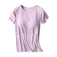 thumbnail image 2 of TIMIFIS T-Shirt à Manches Courtes de Maternité et d'Allaitement pour Femmes, Été, Décontracté, Col Rond, Vêtements d'Allaitement, Uni, Confortable, T-Shirt Post-Partum, Hauts - Printemps/été, 2 of 3