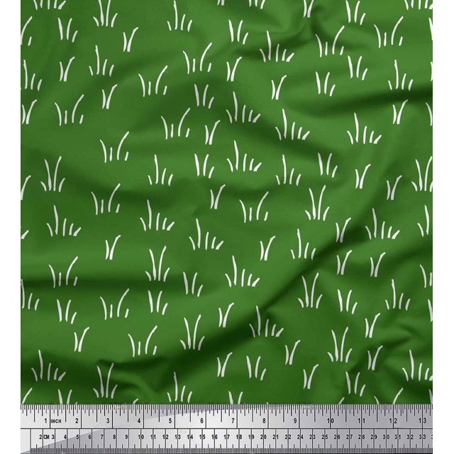 Soimoi Green Velvet Fabric Brush Stroke Abstract Print Fabric by Yard 58 Inch Wide