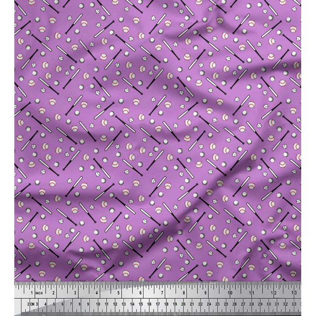 Soimoi Modal Satin Fabric Baseball Sports Decor Fabric Printed Yard 42 Inch Wide