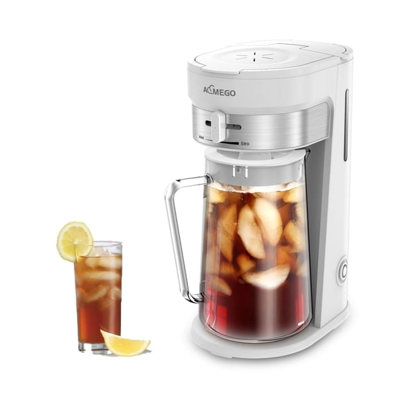 AEMEGO Iced Tea Maker, Brewing System with 2.5-quart Glass Pitcher, sliding strength selector, Stainless Steel Decoration, Reusab