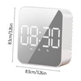 thumbnail image 3 of White Digital Mirror Clock With Large Screen Display, Alarm Clock With Temperature, Sound Activated, For Bedroom Desk, Battery Or Plug In Option, 3 of 8