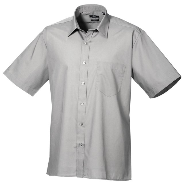 Premier Chemise de Travail Formelle en Popeline Unie à Manches Courtes pour Hommes