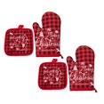 thumbnail image 1 of Oleegame 2PC Christmas Baking Heat Gloves Christmas Oven Microwave Gloves Mat Set Cotton Potholder Machine Washable Microwave Oven Mitts Heat Proof Pads For Kitchen Baking Red, 1 of 8