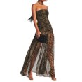thumbnail image 1 of Faithtur Femmes Tube Top Robe Slim Bustier Dos Sans Maille Patchwork Tropical Léopard Imprimé Haute Fente Longue Robe pour Soirée Club Nuit, 1 of 9
