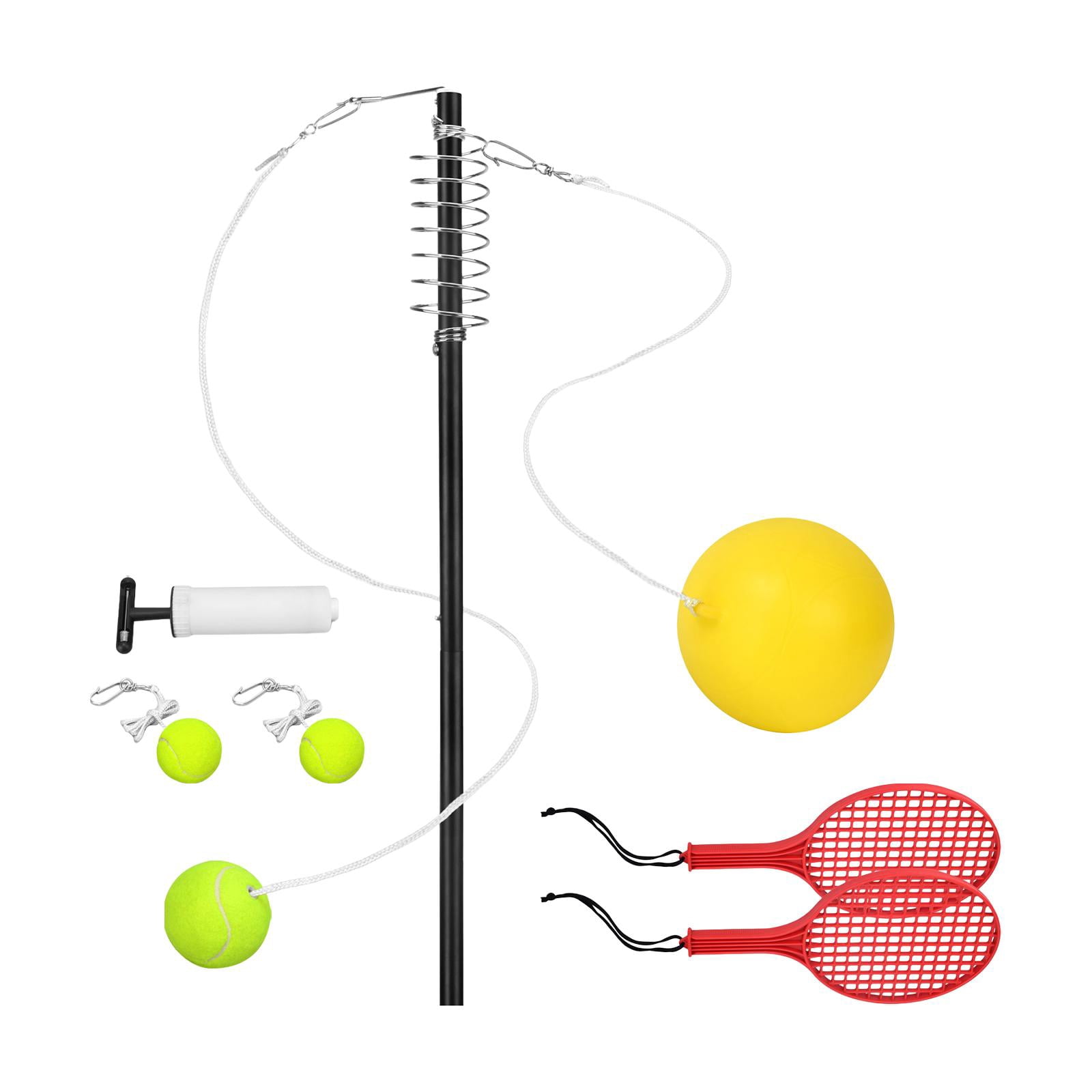DYNWAVECA Tennis Training Aid Tetherball Set Ball and Rope with Pole Beginners Swing Practice Rebounder for Park Indoor Outdoor Outdoor