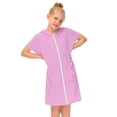 thumbnail image 1 of Hiiyo Toddler Girl's Swim Cover Up Short Sleeve Full-Zip Hooded Bathrobe Solid Beach Dress, 1 of 5