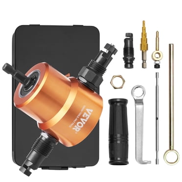 VEVOR Coupe-Griffes à Double Tête pour Tôle, Accessoire de Forage à 360 Degrés pour Grignotines Métalliques avec Perforation et Matrice Supplémentaires, Accessoire de Perçage et Foret à Étrier, pour la Coupe de Courbes Droites et de Cercles