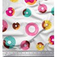 thumbnail image 1 of Soimoi White Poly Georgette Fabric Donuts Food Printed Fabric 1 Yard 42 Inch Wide, 1 of 5