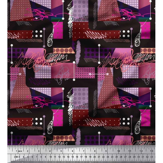 Soimoi Silk Fabric Patchwork Color Block Printed Craft Fabric by the Yard 42 Inch Wide