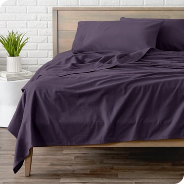 Bare Home Flannel Sheet Set - 100% Cotton - Deep Pocket - Queen, Eggplant, 4-Pieces