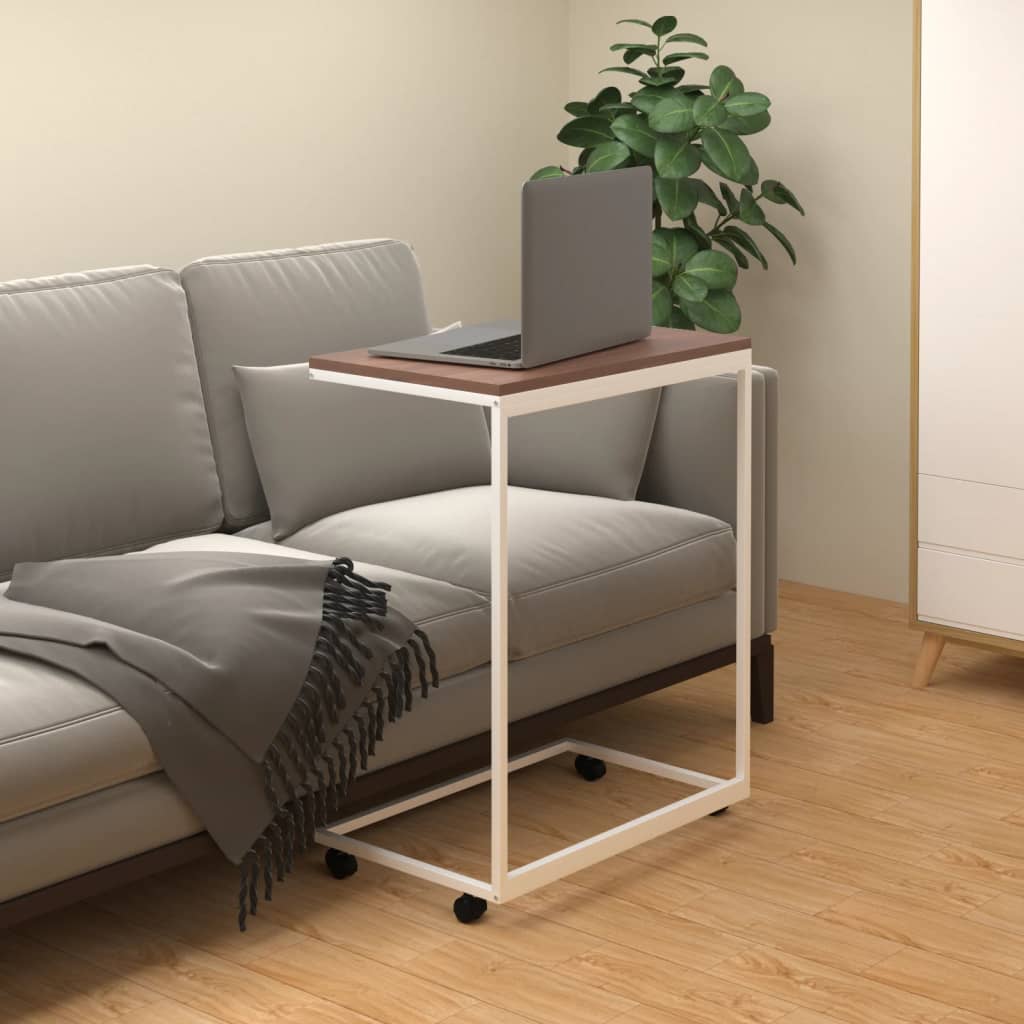 vidaXL Table d'Appoint avec Roulettes Blanc 55x35x70 cm Bois Manufacturé
