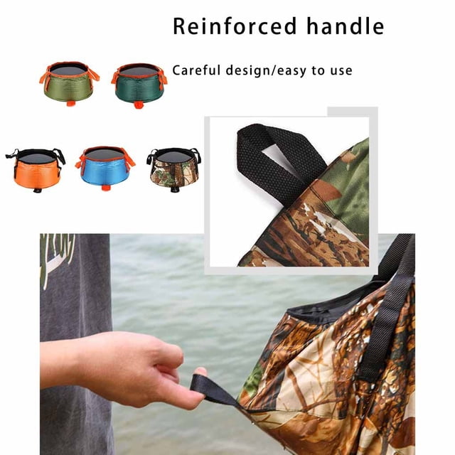 Seau de Pêche Barils Pliants Sac de Transport Fin Multicolore Finition Soignée Finition Durable Multifonction Résistant à l'Usure Polyester Camouflage
