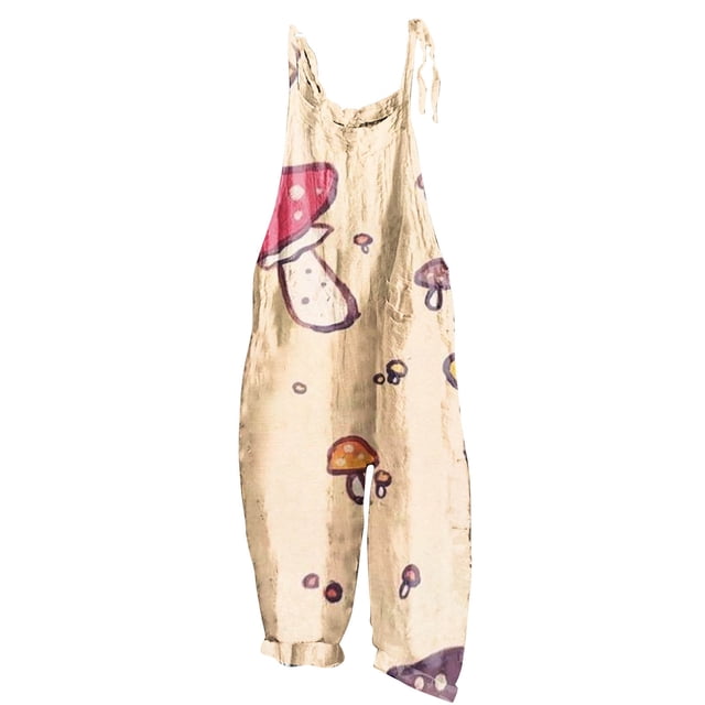 RKSTN Jumpsuits for Women Boho Floral Printed Summer Sleeveless Backless Fashion Loose Long Pants Rompers