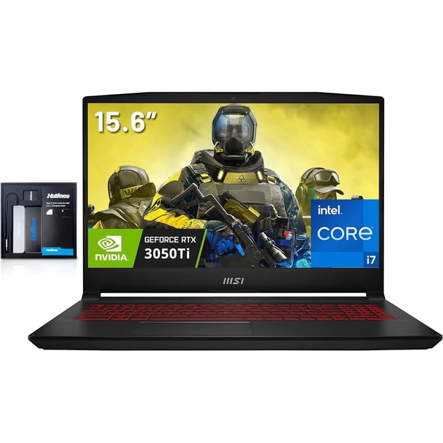 MSI Katana GF66 15.6" FHD 144Hz Gaming Laptop, Intel Core i7-12650H, NVIDIA GeForce RTX 3050 Ti, 16GB RAM, 1TB SSD, Backlit Keyboard, Cooler Boost 5, Win 11 Home, Black, 128GB Hotface Extension Set