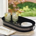 thumbnail image 1 of Hometrends Black Oval Tray with Palm Pattern,19.88"x10.63", 1 of 5