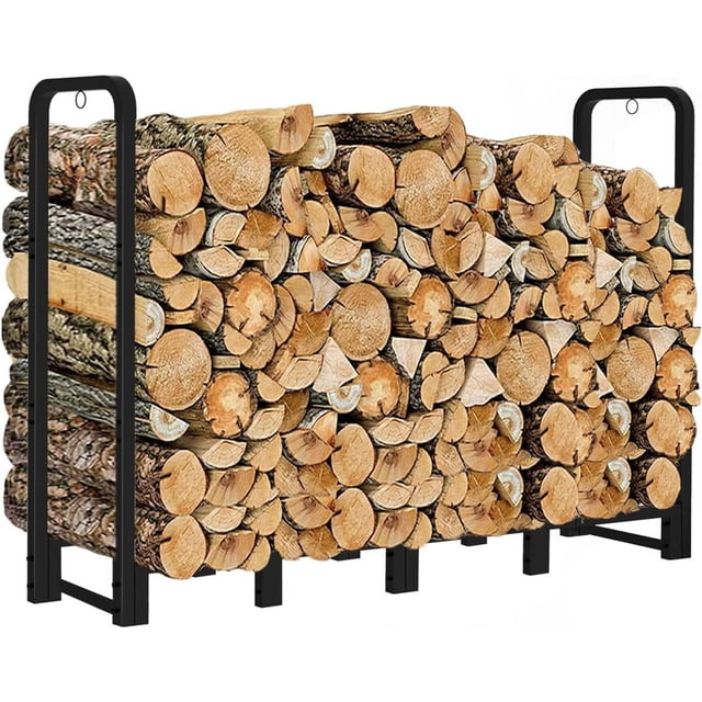 Firewood Rack Outdoor ft Heavy Duty Logs Holder for Indoor Fireplace Metal Wood Pile Storage Stacker Organizer Matte