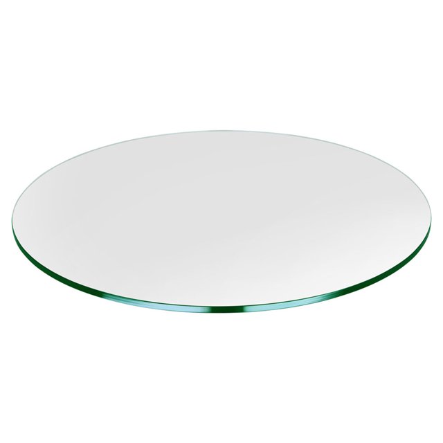 Dulles Glass Dessus de Table en Verre Trempé Rond de 24 Pouces et de 3/8 Po d'Épaisseur avec une Finition Claire et Moderne. Ce Plateau Rond Présente des Bords Plats Polis et une Finition Carrée Polie pour un Style Épuré et Brillant. Fait de Verre Trempé durable, Mesure 24 Pouces de Diamètre et 0,38 Pouce d'Épaisseur, Convient aux Couvre-Tables et aux Protecteurs. la Bordure de Précision Rehausse Son Esthétique Minimaliste, le Rendant Idéal pour les Espaces de Salle à Manger Ou de Salon.