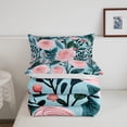 thumbnail image 4 of YST Pink Floral Down Comforter Queen Size 3Pcs,Spring Nature Rustic Garden Comforter Set,Green Leaf Retro Flower Down Comforter,Mountain Tropical Botanical Quilt Set,Lightweight, 4 of 5