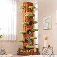 thumbnail image 2 of Gymax Arbre à Chat Multifonction de 90,5 Po de Hauteur avec Condos Privés, Panneau à Griffer Recouvert de Sisal, 2 of 10