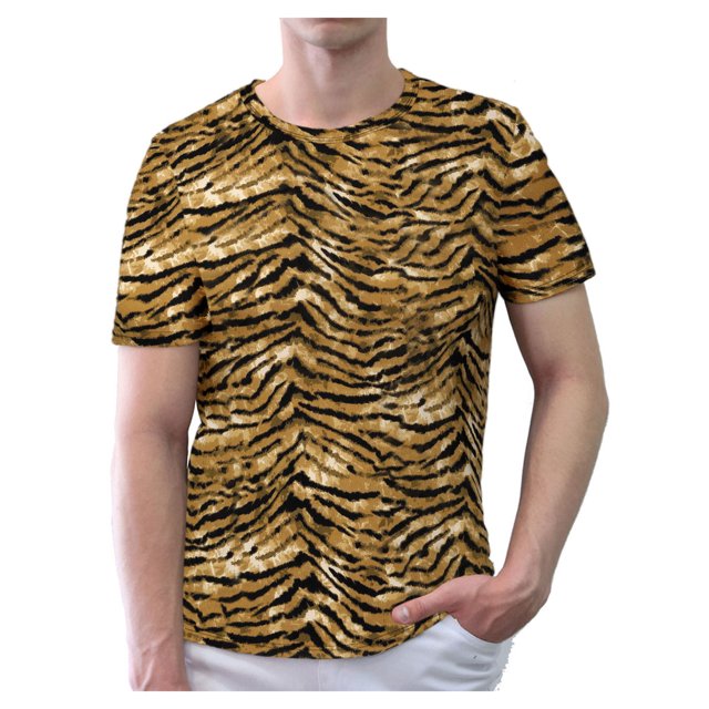 INSPIRE CHIC T-shirt à Manches Courtes pour Homme à Col Rond à Imprimés Léopard Jaune Noir 46