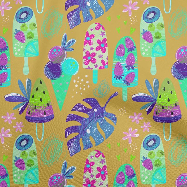 oneOone Georgette Viscose Yellow Fabric Texture Sewing Material Print Fabric By The Yard 42 Inch Wide-C4