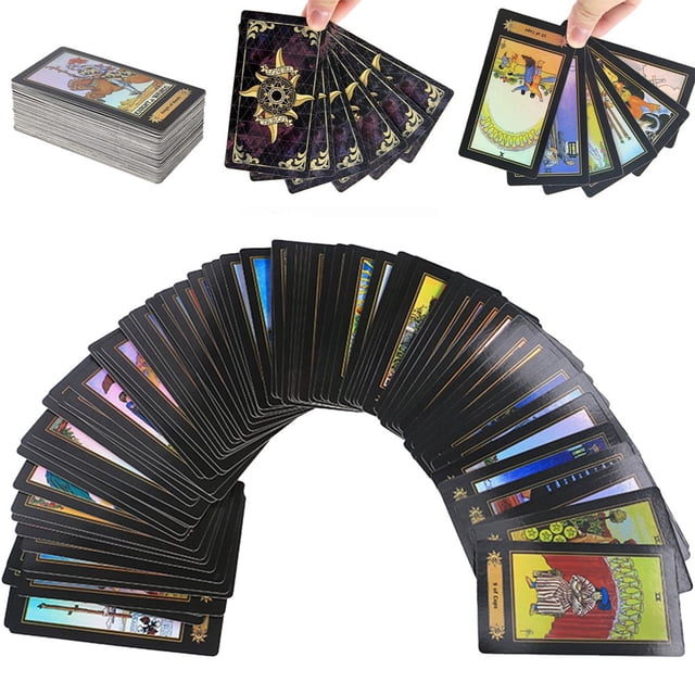 POINTERTECK 78 Tarot Deck Tarot Cards with Guidebook Tarot Cards Future Telling Game for Beginners and Professional Player Holographic Tarot Cards Artwork for Divination