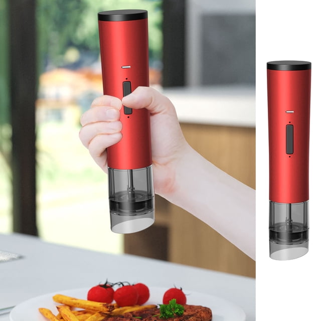 Moulin à Poivre Électrique à Mouture Réglable / Rechargeable par USB / Noyau en Céramique / Lot de 3 / ABS Acier Inoxydable / Blanc Bleu Rouge / Portable 9 Pouces