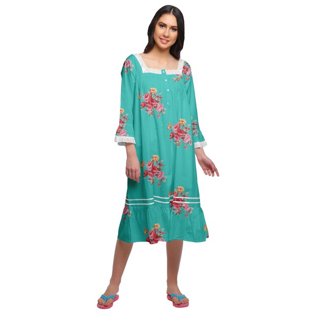 Moomaya Chemise de Nuit Évasée en Coton pour Femmes