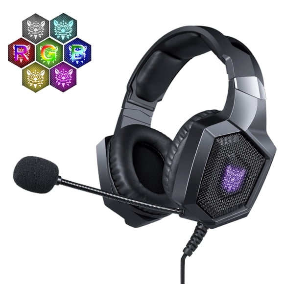NERDI Gaming Headset,Gaming Headphone Stereo Over Ear Bass with Mic for PS4, Xbox One, PC, Mac(Black)