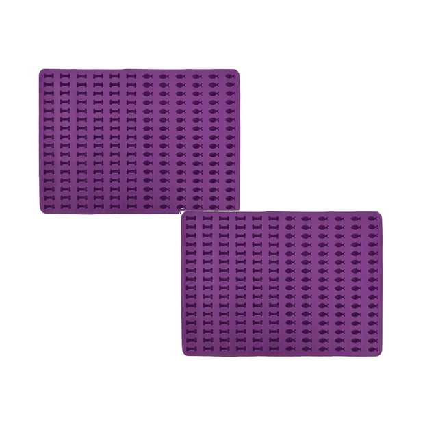 Oleegame 2PC Picnic Trays For Food Multi-purpose Silicone Mat Fish Shapes Mat Baking Mat Dog Biscuits Purple