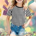 thumbnail image 2 of GDREDA T-Shirt Graphique à Manches Courtes Rayé de Carnaval pour Garçons, Chemise de Fête Colorée, Haut Décontracté Confortable pour Enfants, Noir,140, 2 of 4