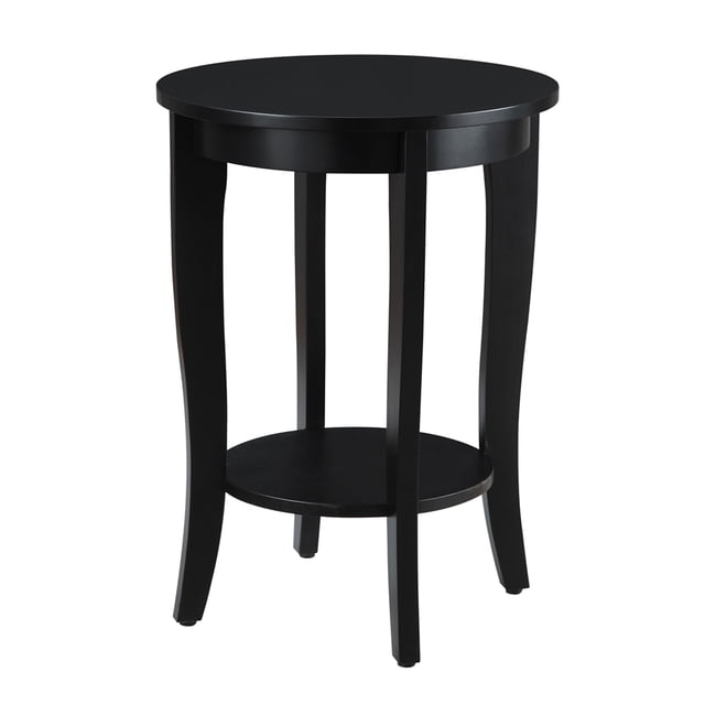 Convenience Concepts American Heritage Table d'Appoint Ronde pour Sofa et Canapé en Noir, avec Dessus Rond et Pieds Courbés en cabriole Inspirés des Meubles Shaker Traditionnels. la Table Comprend une Tablette Inférieure Ouverte pour le Rangement Ou l'Exposition, Convient aux Livres, à la Déco Ou aux Plantes. Fabriquée en Bois, Elle Mesure 17,75 x 17,75 x 24 Pouces et Est Idéale pour les Salons, les Chambres Ou les Bureaux.