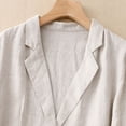 thumbnail image 4 of Timegard Womens Suit Jacket Cotton Linen Stand Collar Button Long Sleeve Lightweight Fall Loose Coat, 4 of 6