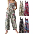 thumbnail image 4 of Women Jumpsuit With Pockets Sleeveless Wide Legs Plus Size Overalls, 4 of 7