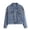 #053-Blue, variant on Pincandy Women's Jean Jacket Embroidered Rivet Pearl Short Denim Jacket Coat