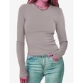 thumbnail image 2 of Timegard Hauts pour Femmes Col Ras du Cou Manches Longues Confortables Couleur Unie Camisoles Automne Décontracté Ajusté T-Shirts Hauts, 2 of 6