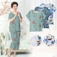 thumbnail image 4 of Coofit Ensemble de Pyjama pour Femmes 2 Pcs, Pyjama de Nuit à Manches Courtes à Motif Floral, Haut d'Été avec Pantalon, 4 of 6
