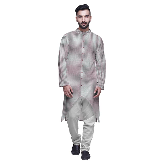 Atasi Long Sleeve Kurta Printed Button Down Asymmetric Designer Kurta For Boys