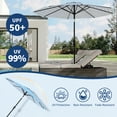 thumbnail image 3 of Parasol de Patio de 10 Pi pour l'Extérieur – 8 Nervures Robustes, Protection UV, Manivelle et Inclinaison à Bouton-Poussoir, Parasol de Marché Imperméable pour Jardin, Terrasse, Piscine Ou Cour – Rayures Bleues et Blanches, 3 of 6