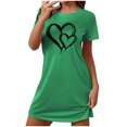 thumbnail image 1 of Mrat Pyjama Court pour Femme Jupe Chemise de Nuit pour Femme Tenue de Nuit Manches Courtes Chemise de Nuit Décontractée Imprimée Robe de Nuit Ample Confortable Pyjama S-79 Vert m, 1 of 7