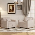thumbnail image 2 of AECOJOY Fauteuil-Lit Convertible 3-en-1 et Canapé-Lit Futon avec Dossier Réglable et 2 Oreillers - Beige, 2 of 10