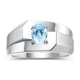 thumbnail image 1 of RYLOS Men's Rings Sterling Silver Ring Classic Solitaire 7X5MM Oval Shape Gemstone Designer Band Blue Topaz December Birthstone Rings For Men Size 13, 1 of 5