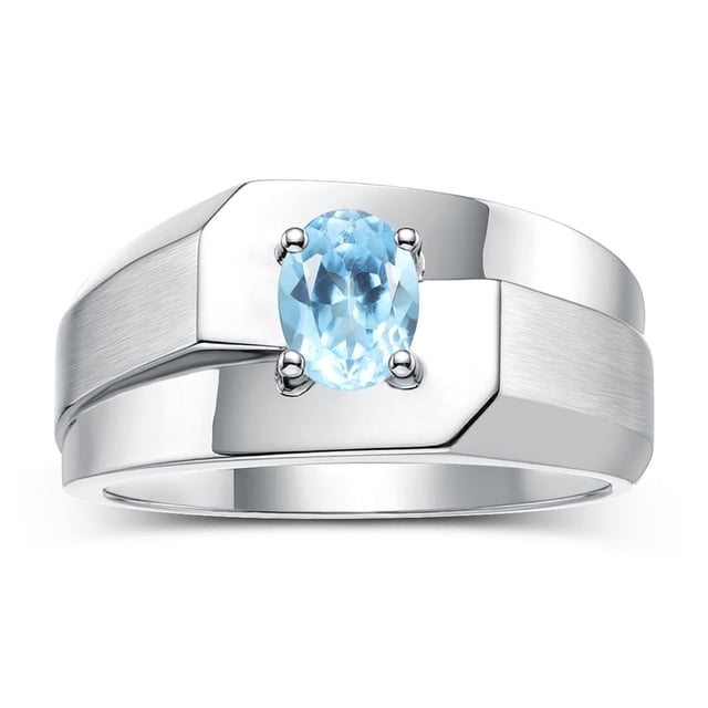 RYLOS Men's Rings Sterling Silver Ring Classic Solitaire 7X5MM Oval Shape Gemstone Designer Band Blue Topaz December Birthstone Rings For Men Size 13