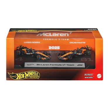 Hot Wheels Premium Formula 1 2-Pack of 1:64 Scale Cars, McLaren Formula 1 Team of Piastri & Norris