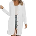thumbnail image 1 of Lenpel Cardigan pour Femmes Léger à Manches Longues, Col en V, Boutonné, Cardigans Décontractés, Blouses Amples d'Extérieur (Blanc, Petit), 1 of 5