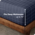 thumbnail image 3 of Bare Home Fitted Sheet - Premium 1800 Collection - Deep Pocket - Ultra-Soft Wrinkle Resistant - King, Grid - Midnight/White, 3 of 5