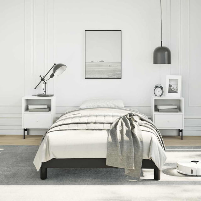 vidaXL Cadre de Lit Noir 100x203 cm Grand Lit Simple Simili Cuir
