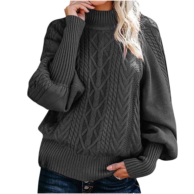 TIMIFIS Chandails pour Femmes Chandail Col Rond Manches Longues Surdimensionné Tricot Pelucheux Chaud Chandail Hiver Automne Chandail Haut Extérieur Automne/hiver