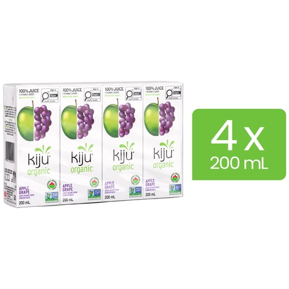 Kiju Organic Apple Grape Fruit Juice Boxes 4 x 200 ml