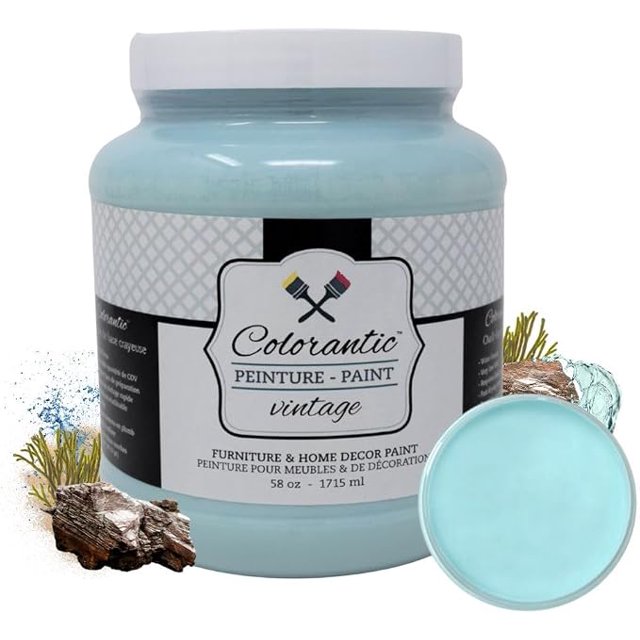 COLORANTIC | Ocean Chalk Paint | A light and soft nautical blue | DIY Furniture Makeover & Home Decor | Matte Finish | 58 oz